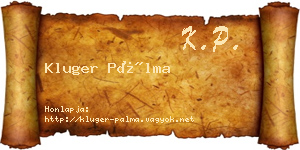 Kluger Pálma névjegykártya